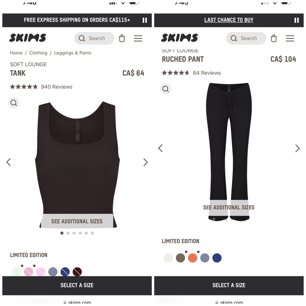 Skims Soft Lounge Tank & Soft Lounge Ruched Pants